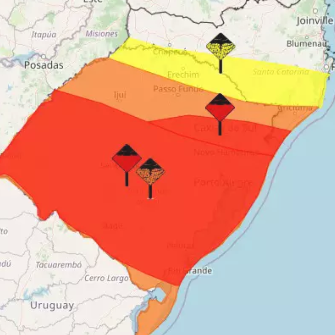 Instituto de meteorologia emite alerta de temporais no Rio Grande do Sul para os próximos dias